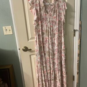 Time and Tru Pink and Brown Floral Maxi Dress